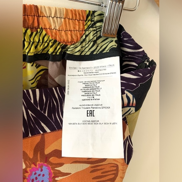 ETRO Silk Floral Wide-Leg Pants Made in Italy - Picture 6 of 9